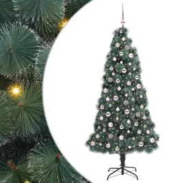 sztuczna-oswietlona-choinka-z-zestawem-bombek-zielony-210-cm