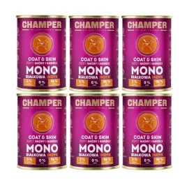 mokra-karma-dla-psa-champer-coatandskin-monobialkowa-indyk-6x400g