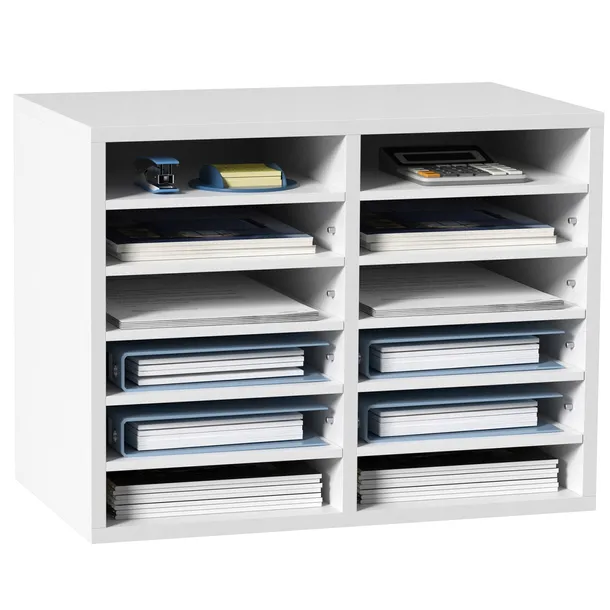 VEVOR SOLIDNY DREWNIANY ORGANIZER NA DOKUMENTY 12 PRZEGRÓDEK 520X305X410 MM