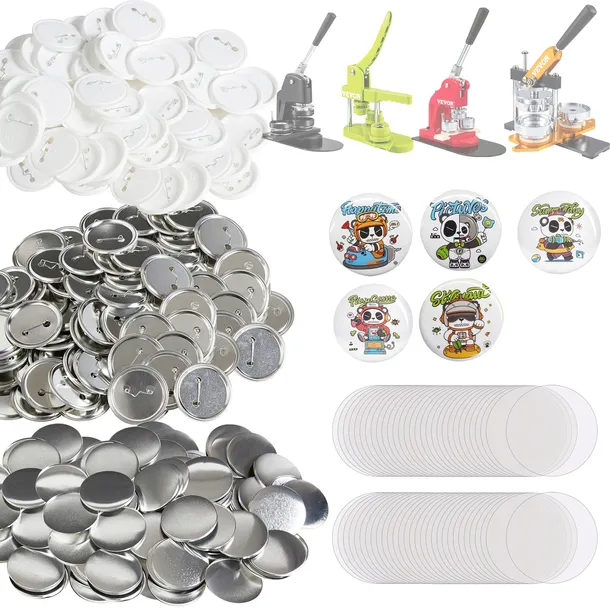 VEVOR ZESTAW CZĘŚCI DO GUZIKÓW 58 MM 500 SZTUK METALOWE I PLASTIKOWE