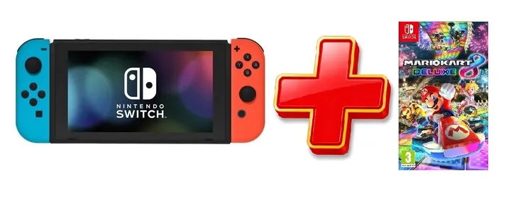 Nintendo Switch V2 2019 – czerwono-niebieskie Joy-Con + Mario Kart 8 Deluxe