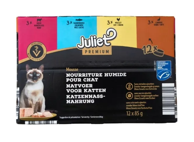 Mokra karma dla kota Juliet Premium mus mix smaków 12x85g