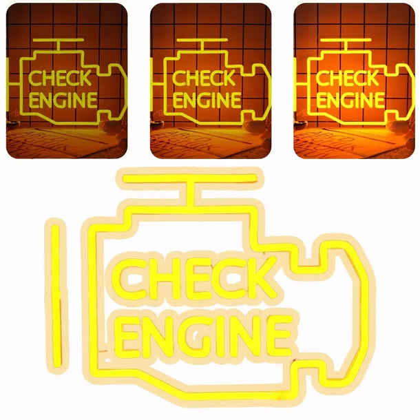 Neon LED Garaż Auto Check Engine Dekoracja Światło Ścienne USB