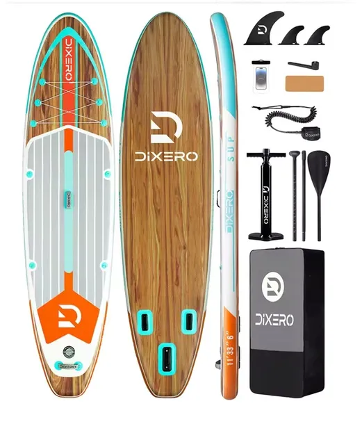 SUP DESKA POMPOWANA DO PŁYWANIA PADDLE STAND UP STRUKTURA DREWNA COIL