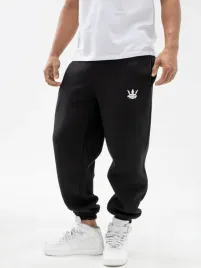spodnie-dresowe-meskie-bawelniane-regular-czarne-jigga-wear-mala-korona-l