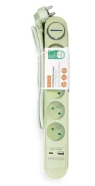 hykker-listwa-zasilajaca-przedluzacz-5-gniazd-usb-usb-c-zielona-pastel
