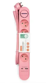 hykker-listwa-zasilajaca-przedluzacz-5-gniazd-usb-usb-c-rozowa-pastelowa