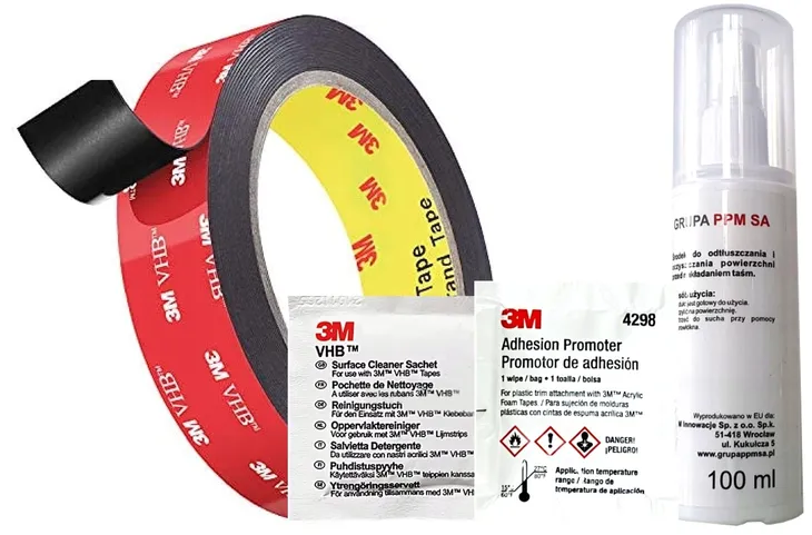 3M VHB 5952 TAŚMA DWUSTRONNA AKRYLOWA 1,1MM CZARNA 12MMX3M + ZESTAW