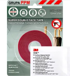 Zdjęcie produktu 12mm x 5m / 3M LSE-060 DWUSTRONNA TAŚMA TRUDNE APLIKACJE 0,6mm + czyścik 3M