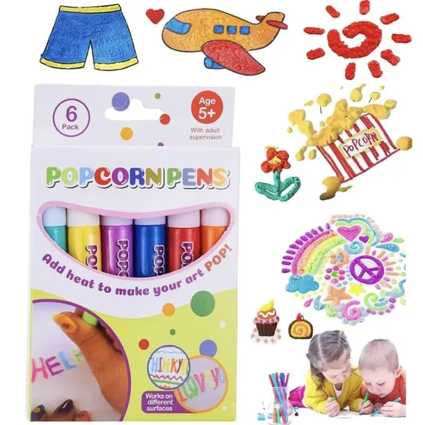 MAGICZNE MAZAKI ROSNĄCE WYPUKŁE KOLOROWE DŁUGOPIS 3D POPCORN PENS
