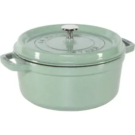 staub-la-cocotte-24cm-okragly-zielony-zeliwny