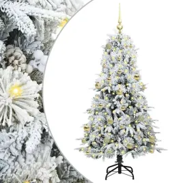 sztuczna-choinka-z-zawiasami-z-podstawa-bialy-150-cm-pe-i-pvc