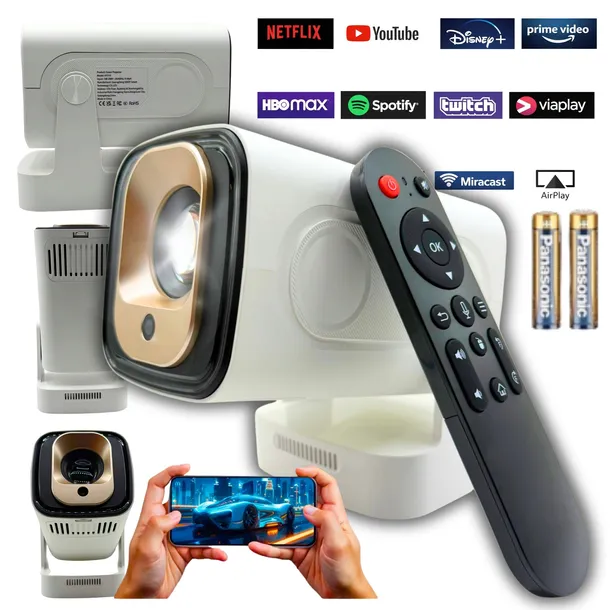 PROJEKTOR RZUTNIK OBROTOWY HY310 4K ANDROID BT WIFI AUTOFOCUS+E-BOOK