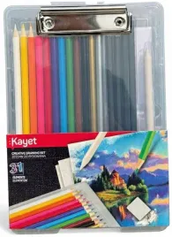 kayet-zestaw-do-rysowania-kredki-olowki-gumki-temperowka-podkladka-31-elem