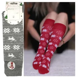 podkolanowki-swiateczne-renifery-i-gwiazdki-swiateczne-skarpety-szare