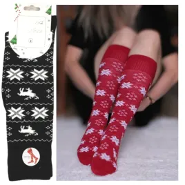 czarne-podkolanowki-swiateczne-renifery-i-gwiazdki-swiateczne-skarpety