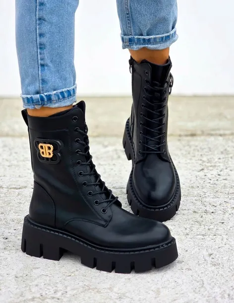 Botki Workery Ze Skóry Na Grubej Podeszwie BB 37