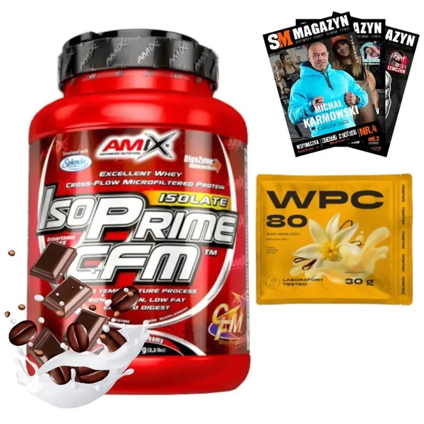 AMIX ISOPRIME CFM BIAŁKO WPI IZOLAT WZROST MIĘŚNI MASA 1000 g + WPC 30 g