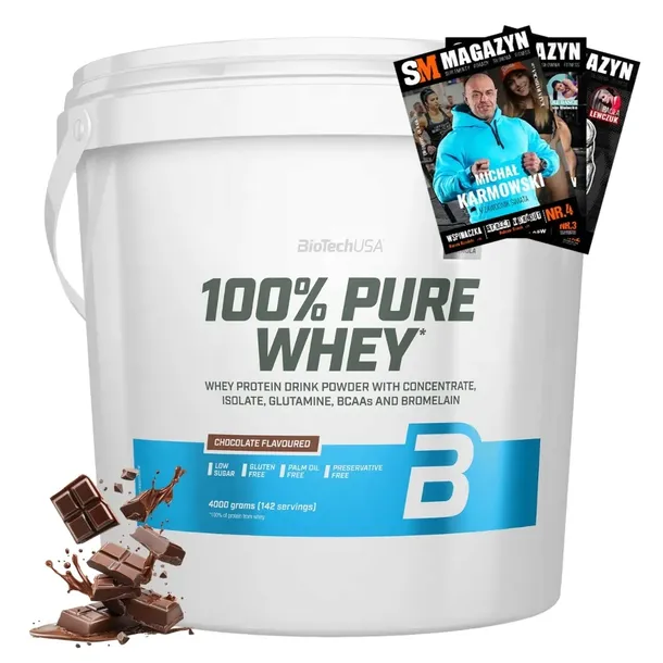 BIOTECH 100% PURE WHEY 4000g ODŻYWKA BIAŁKOWA MASA MIĘŚNIE