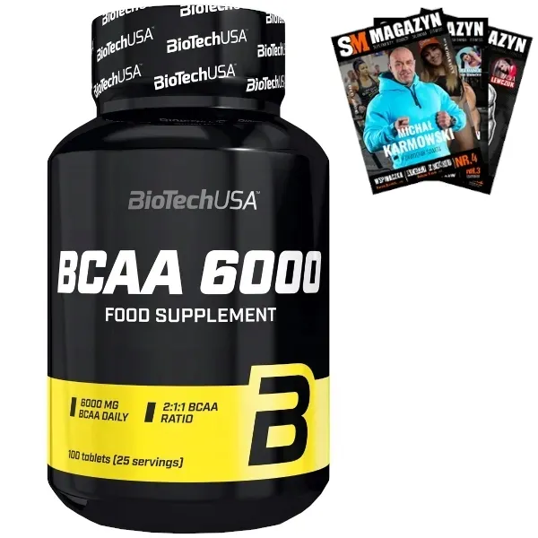 BIOTECH USA BCAA 6000 100 tabl AMINOKWASY SIŁA WYTRZYMAŁOŚĆ REGENERACJA