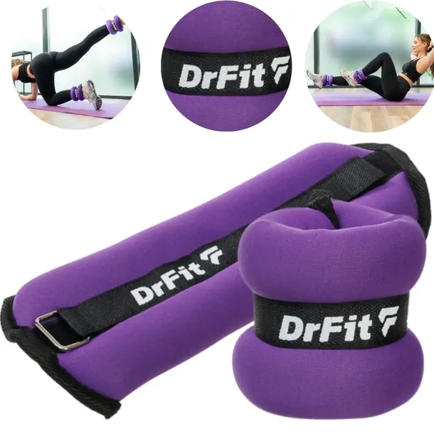 DrFit obciążniki na kostki i nadgarstki fitness siłownia 2x 1 kg fioletowe