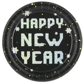talerzyki-papierowe-happy-new-year-nowy-rok-srebrno-czarny-partypal