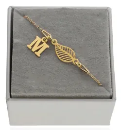 zlota-bransoletka-listek-azurowy-listeczek-dowolna-literka-srebro-925