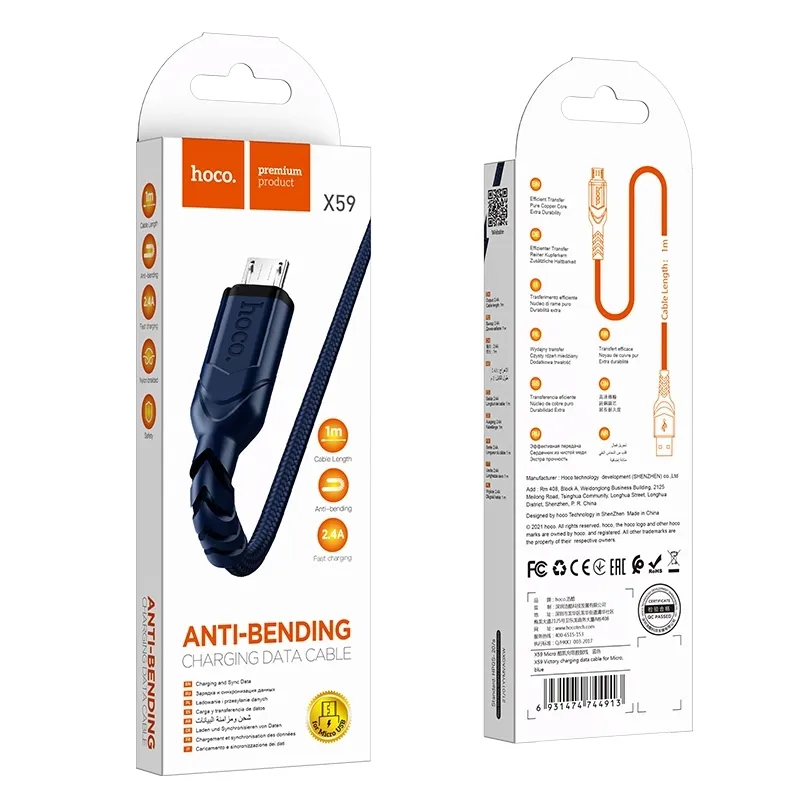 hoco-kabel-x59-micro-usb-3-1a-1m-niebieski-stan-nowy