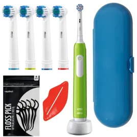 szczoteczka-oral-b-pro-junior-6-zielona-4-koncowki-zamienne-etui-niebi