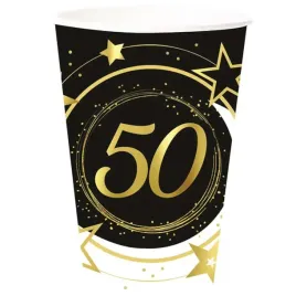 kubeczki-papierowe-50-urodziny-gwiazdy-czarno-zloty-guirca-240-ml