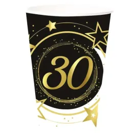 kubeczki-papierowe-30-urodziny-gwiazdy-czarno-zloty-guirca-240-ml