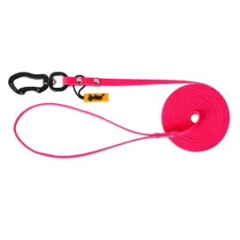 dingo-smycz-treningowa-dla-psa-flex-honey-rozowa-z-raczka-1cm-3m