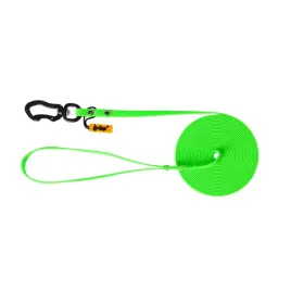 dingo-smycz-treningowa-dla-psa-flex-honey-zielona-z-raczka-1cm-5m