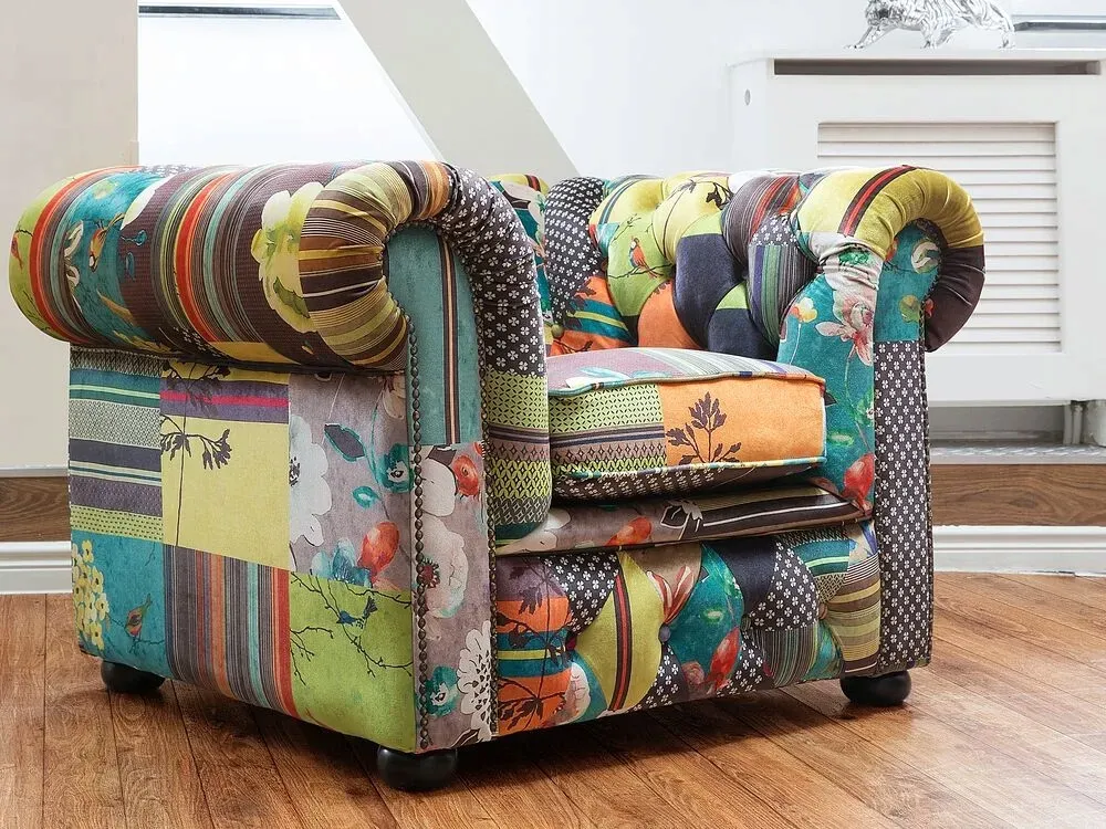 fotel-patchwork-zielono-zolty-chesterfield