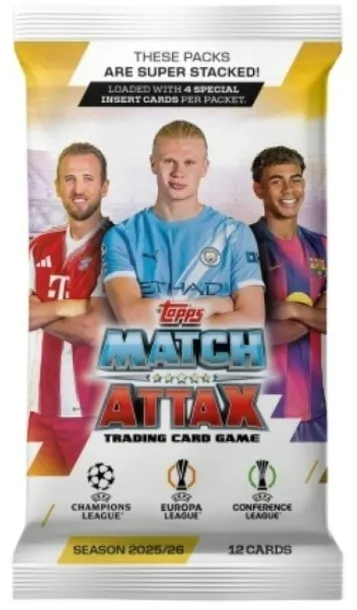 TOPPS MATCH ATTAX UEFA Champions League 2025/26 2026 saszetka 12 kart