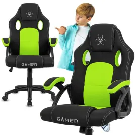 fotel-gamingowy-obrotowy-gracza-tkanina-zielony-krzeslo-do-biurka-ucznia