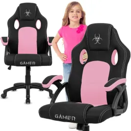 fotel-gamingowy-obrotowy-gracza-tkanina-rozowy-krzeslo-do-biurka-ucznia