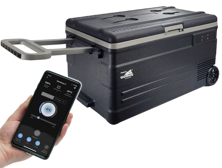 75L lodówka zamrażarka -20°C 12V/24V|230V BT bluetooth samochodowa + kółka