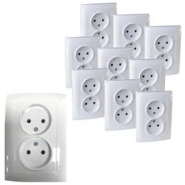 gniazdo-elektryczne-podwojne-gniazdko-scienne-bez-uziemienia-2x2p-10-sztuk