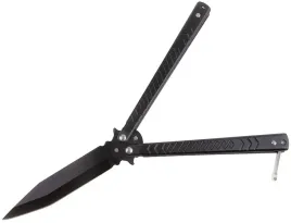 noz-motylek-bsh-spear-point-420-balisong-alu-matowy-latch-n465g