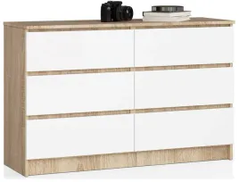 komoda-k120-6sz-clp-dab-sonoma-bialy