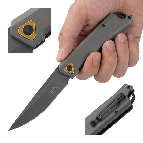 Nóż Sprężynowy EDC BSH Adventure Straight Back Stal 440 Klips N502A