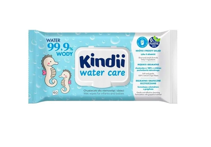 CLEANIC KINDII Chusteczki nawilżane Wodne 99,9%, 60 szt