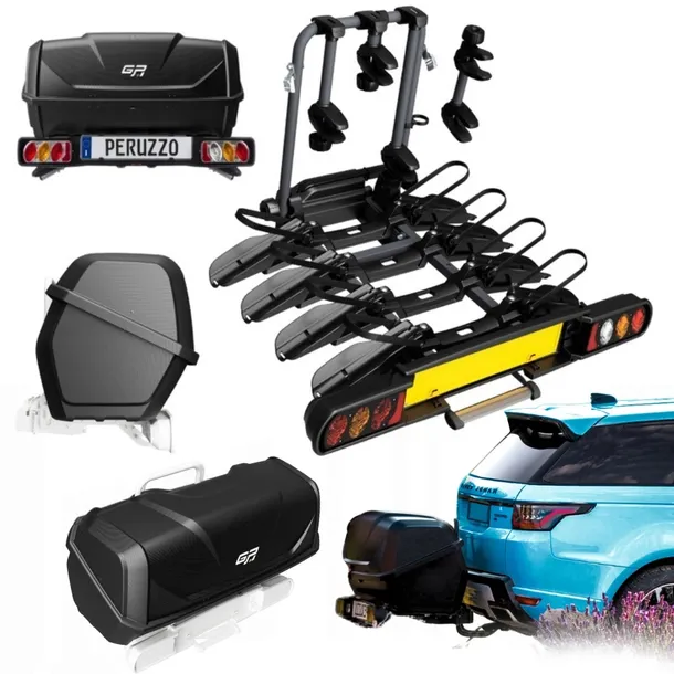 BAGAŻNIK ROWEROWY NA HAK 4 ROWERY PERUZZO PURE INSTINCT COMO 4 +BOX GP 340L