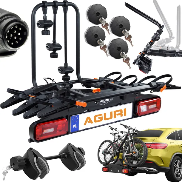 BAGAŻNIK ROWEROWY na hak AGURI ACTIVE BIKE 4 PRO 13pin UCHYLANY Wersja 2026