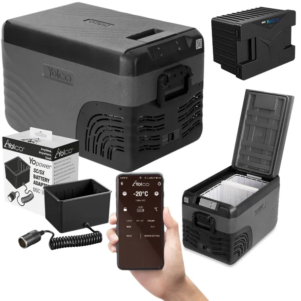 LODÓWKA KOMPRESOROWA TURYSTYCZNA SAMOCHODOWA YOLCO KX30 + ADAPTER + BATERIA