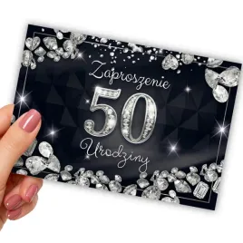 zaproszenie-na-50-urodziny-urodzinowe-czarne-diament-piecdziesiatka