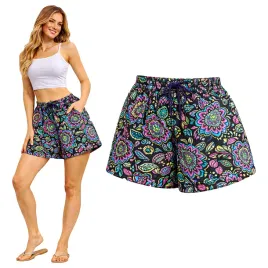 spodenki-damskie-krotkie-luzne-bambusowe-kieszenie-gumka-boho-streetwear