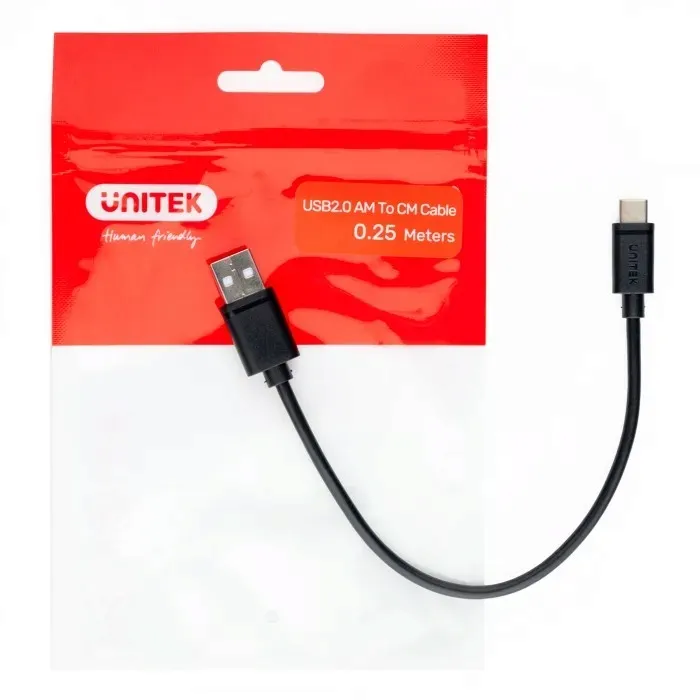 unitek-usb-cable-usb-a-usb-c-25cm-y-c480bk