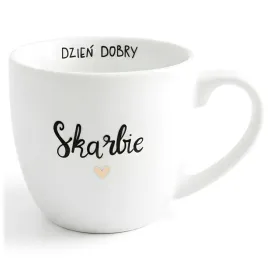 bialy-kubek-porcelanowy-300-ml-napis-dzien-dobry-skarbie-ze-zlotym-sercem